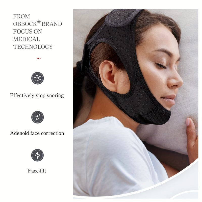 Cinta de queixo anti-ronco, banda de suporte de mandíbula triangular - Flannel Stop Snore Sleep Aid para respiradores bucais, solução de ronco noturno ajustável com correção de adenóide para sono silencioso
